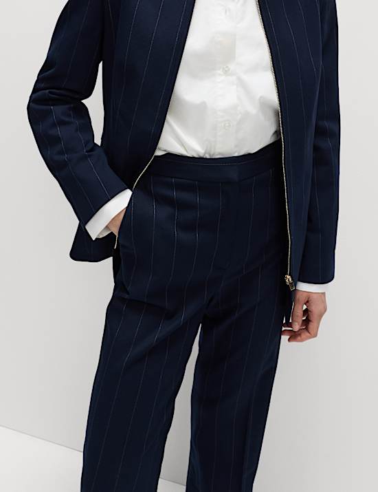 Wijd uitlopende pantalon met slanke pasvorm en strepen