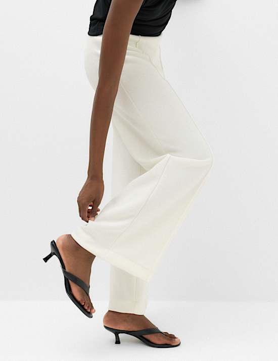 Premium Jersey Seam Detail Wide Leg Trousers