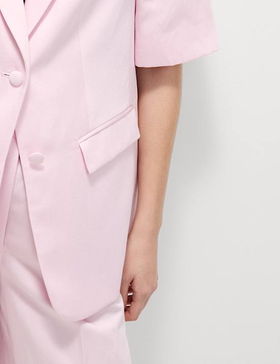 Single-breasted blazer met korte mouwen van linnenmix