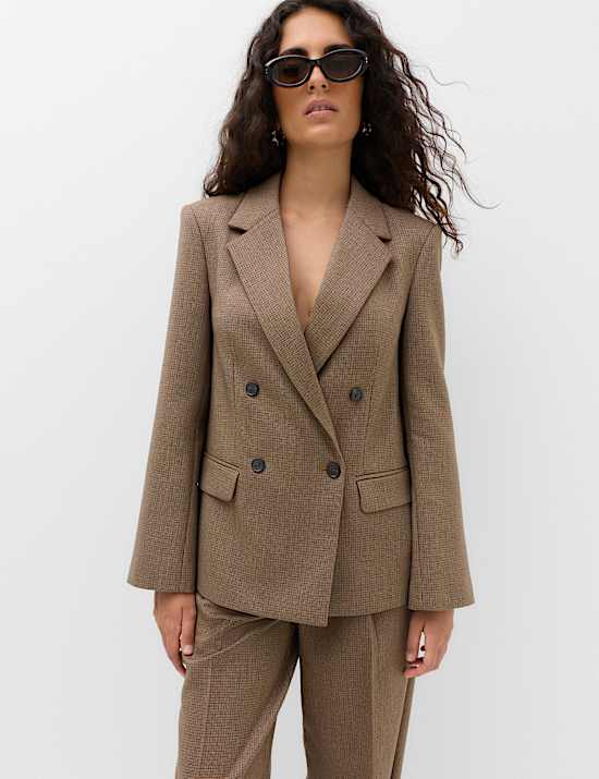 Checked Double Breasted Blazer