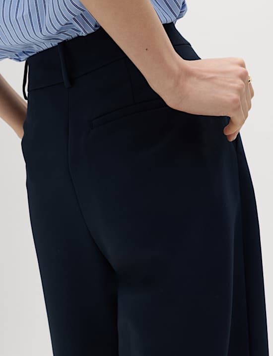 Pleat Front Carrot Leg Trousers