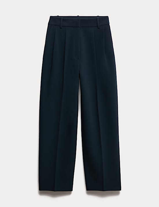 Pleat Front Carrot Leg Trousers
