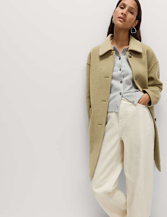 Twill Single Breasted Collared Coat