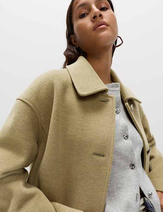 Twill Single Breasted Collared Coat