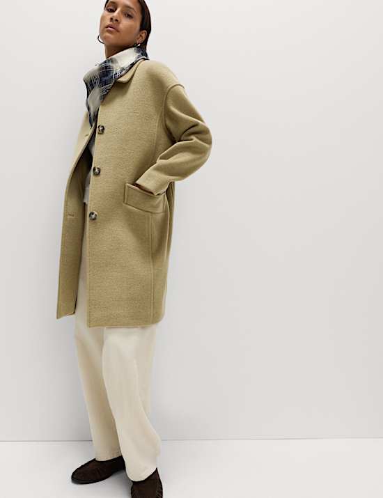 Twill Single Breasted Collared Coat