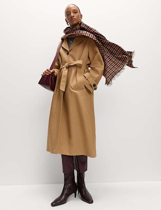 Cotton Rich Belted Longline Trench Coat