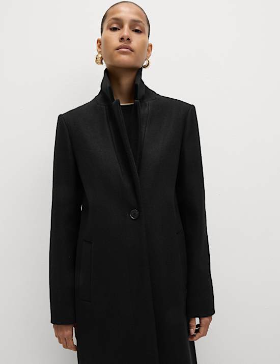 Manteau coupe longue, droite et ajustée