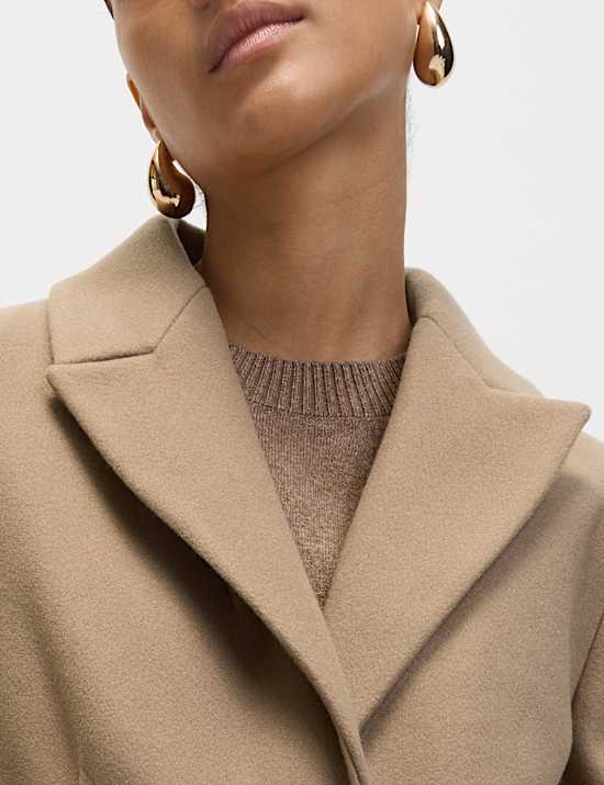 Darted Revere Collar Longline Coat