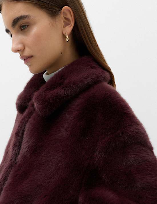 Faux Fur Collared Short Jacket