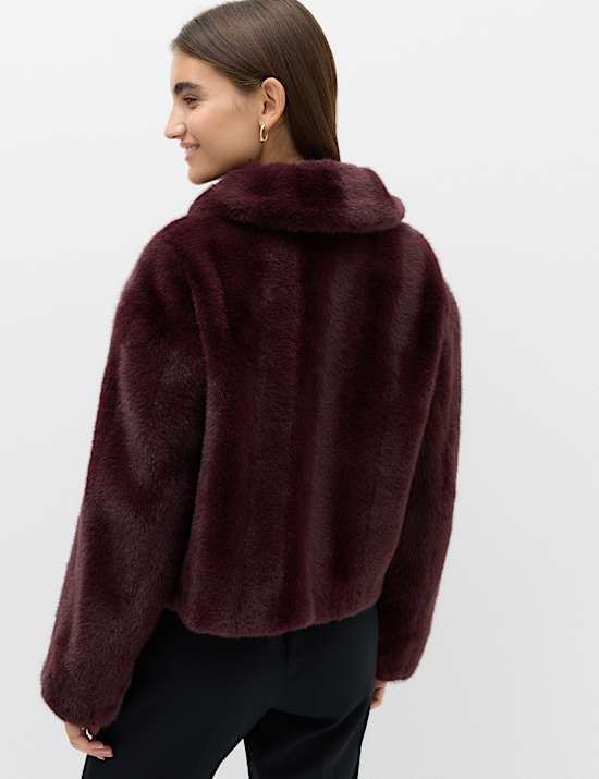Faux Fur Collared Short Jacket