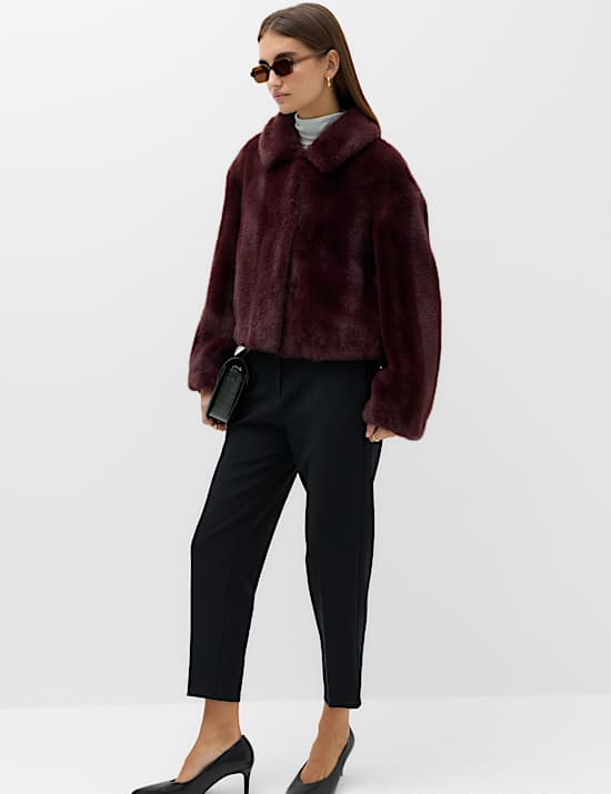 Faux Fur Collared Short Jacket