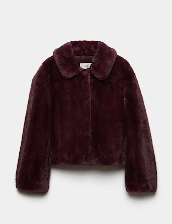 Faux Fur Collared Short Jacket