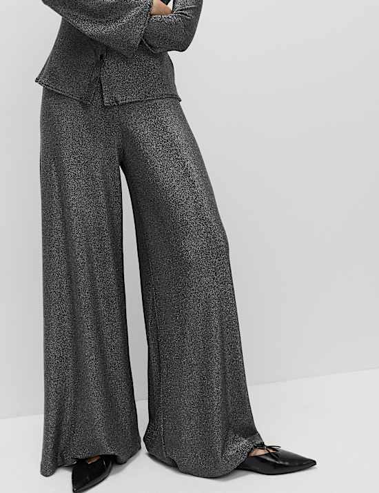 Pantalon palazzo effet étincelant