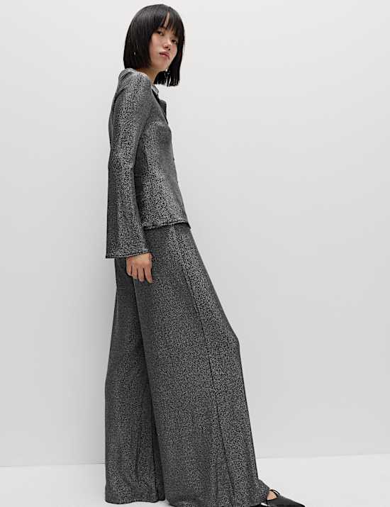 Pantalon palazzo effet étincelant