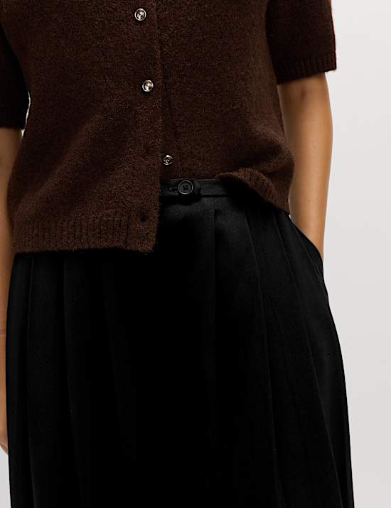 Satin Twill Triple Pleat Palazzo Trousers