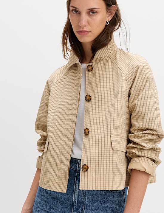 Gingham Button Through Short Jacket