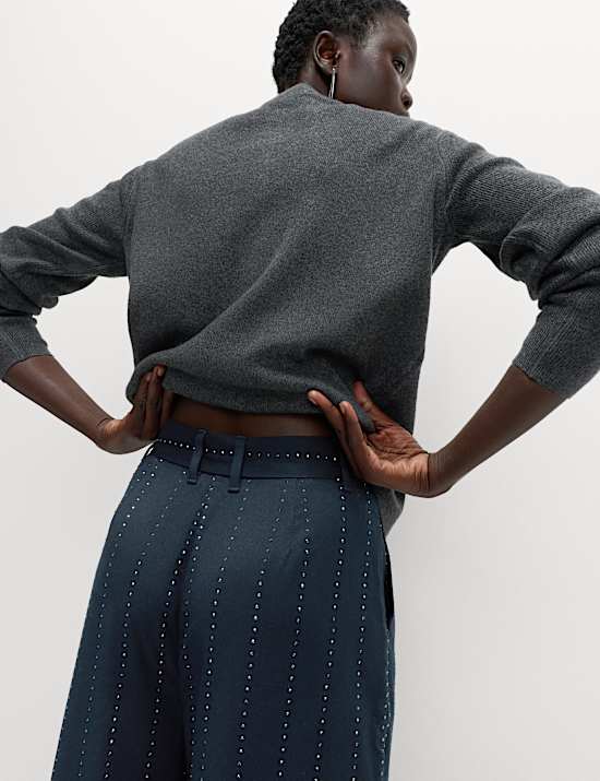 Striped Studded Straight Leg Trousers