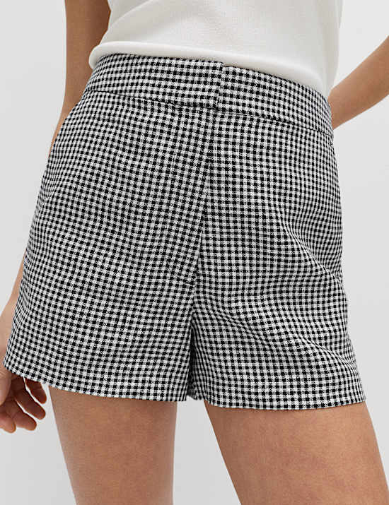 Pure Linen Checked Shorts