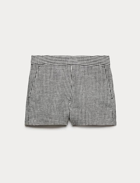Pure Linen Checked Shorts