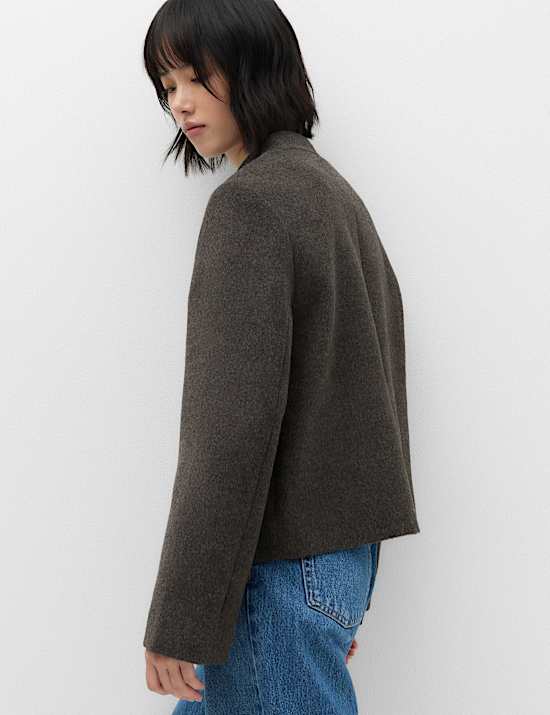 Textured Knot Button Detail Short Jacket