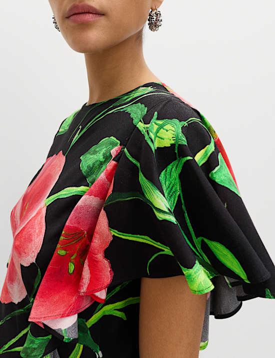 Robe midaxi &agrave; encolure ronde et imprim&eacute;