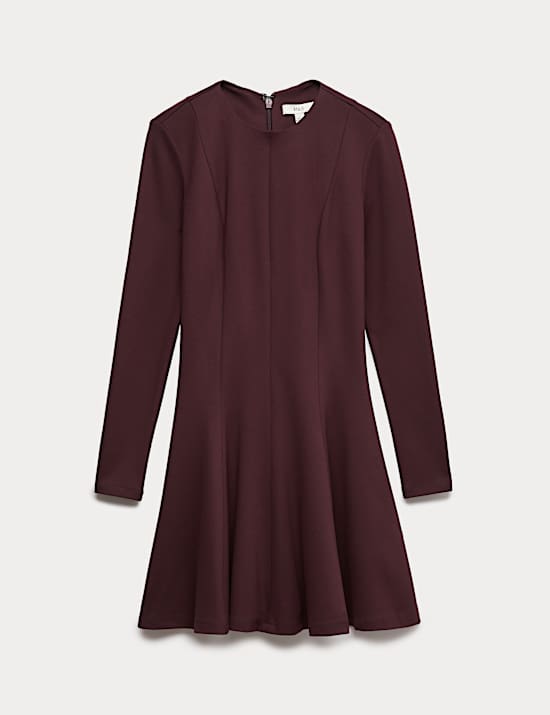 Jersey Crew Neck Mini Skater Dress