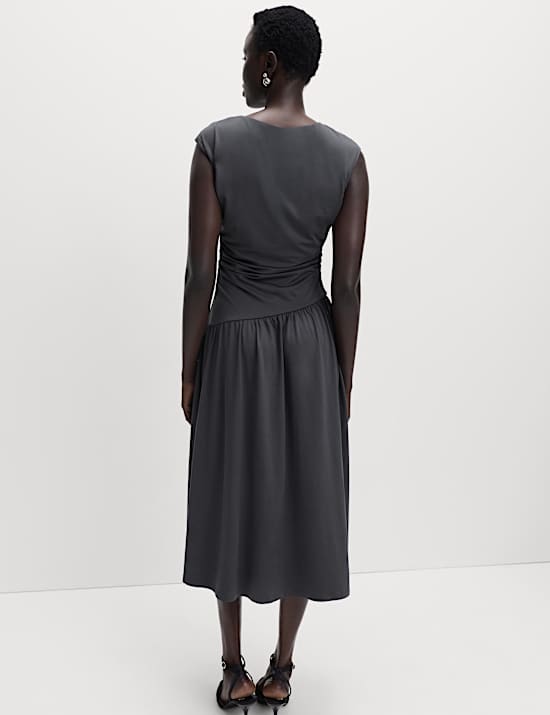Jersey Dropped Waist Midi Dress