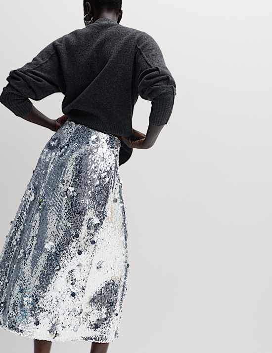 Sequin Midaxi A-Line Skirt