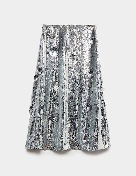 Sequin Midaxi A-Line Skirt