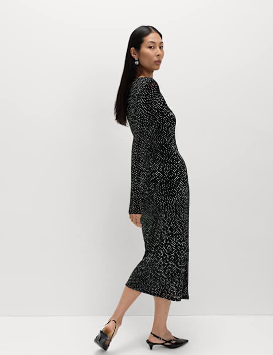 Mesh Jersey Sequin Column Dress