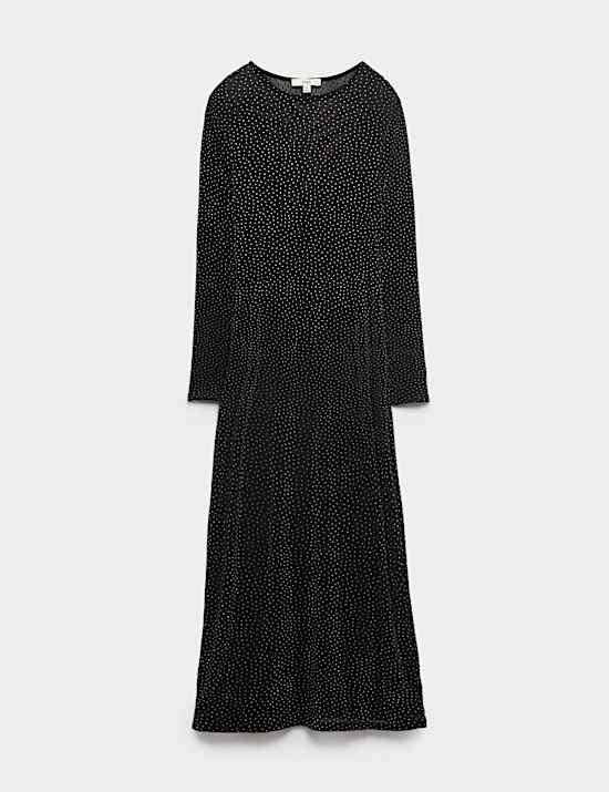 Mesh Jersey Sequin Column Dress