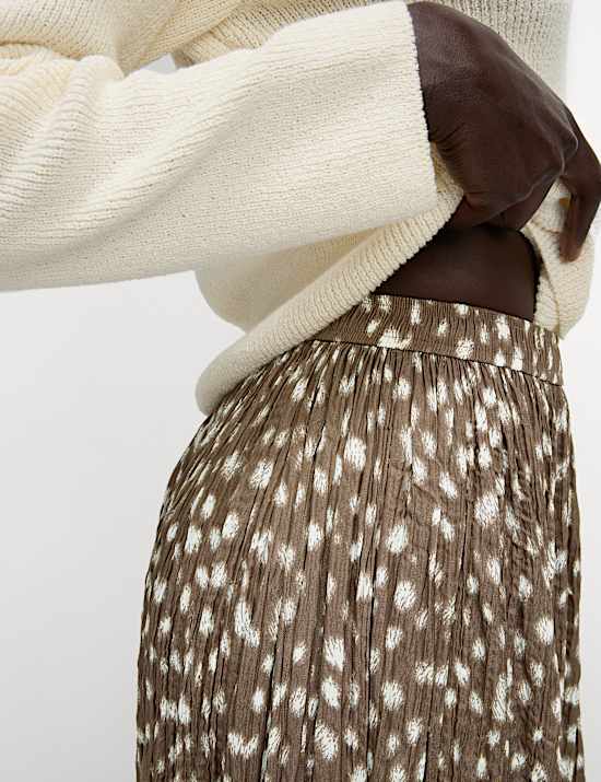 Animal Print Pleated Midaxi Skirt
