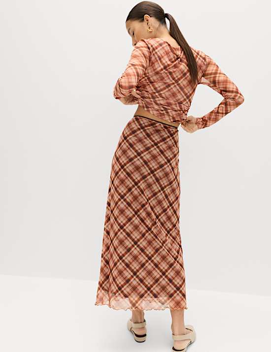 Checked Midaxi Pencil Skirt