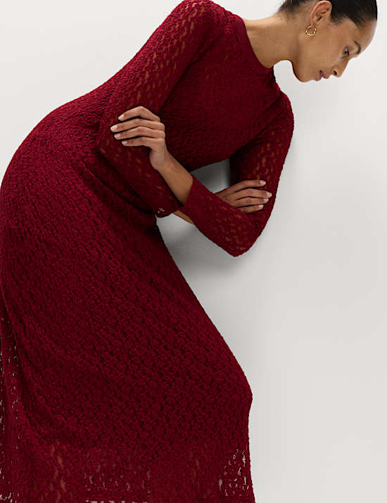 Jersey Knitted Lace Midaxi Dress