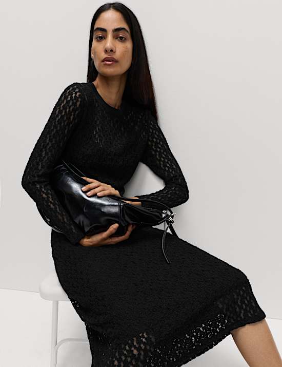 Robe midaxi en jersey ornée de dentelle