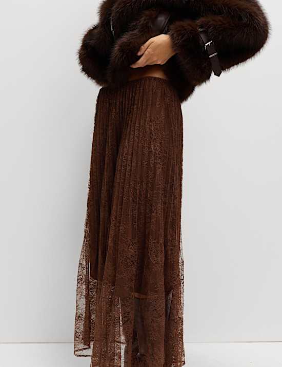 Lace Pleated Midaxi Skirt