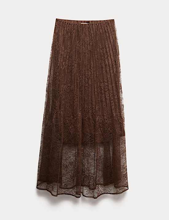 Lace Pleated Midaxi Skirt