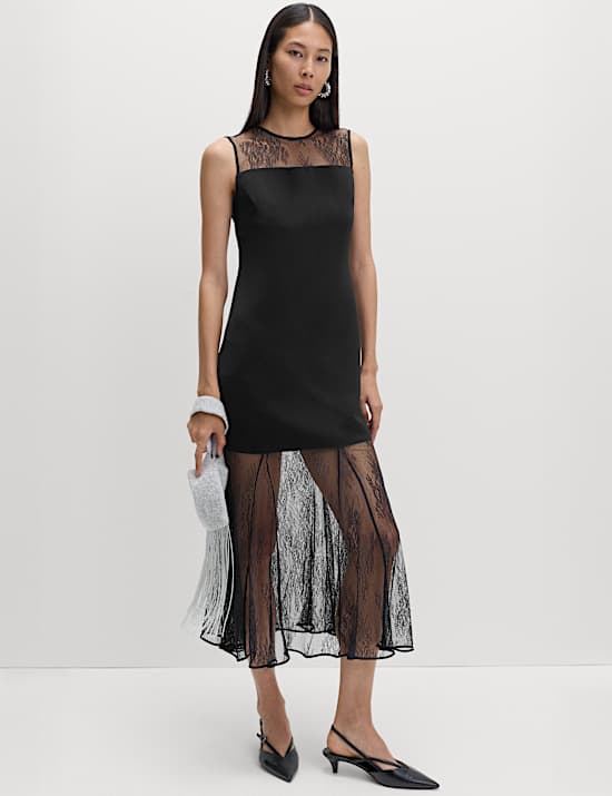 Sheer Lace Midaxi Dress