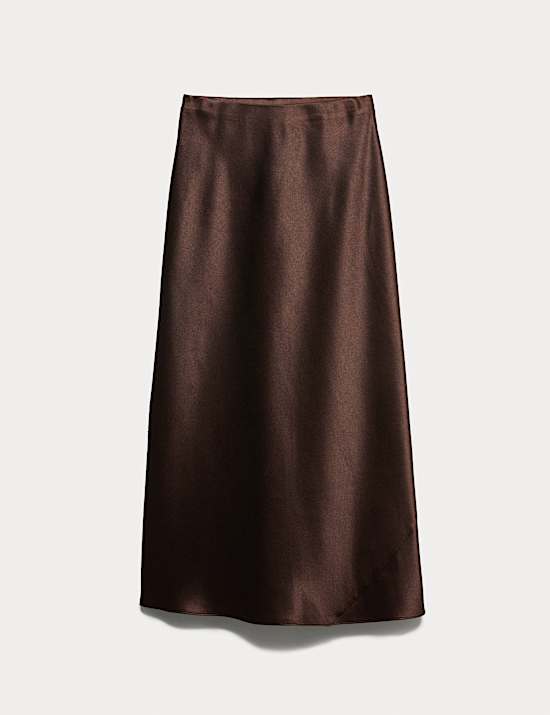 Satin Midi A-Line Skirt