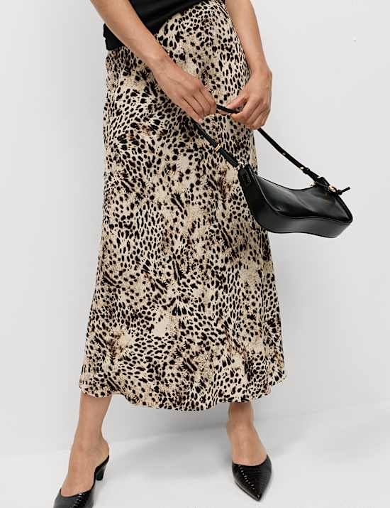 Animal Print Maxi Slip Skirt