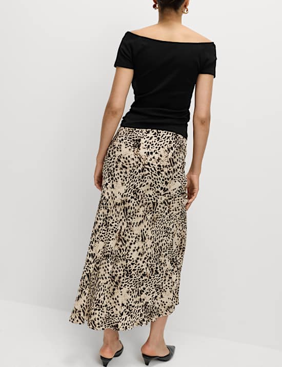 Animal Print Maxi Slip Skirt