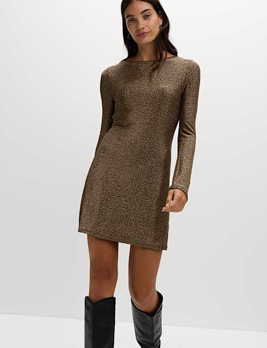 Lurex Metallic Mini Shift Dress