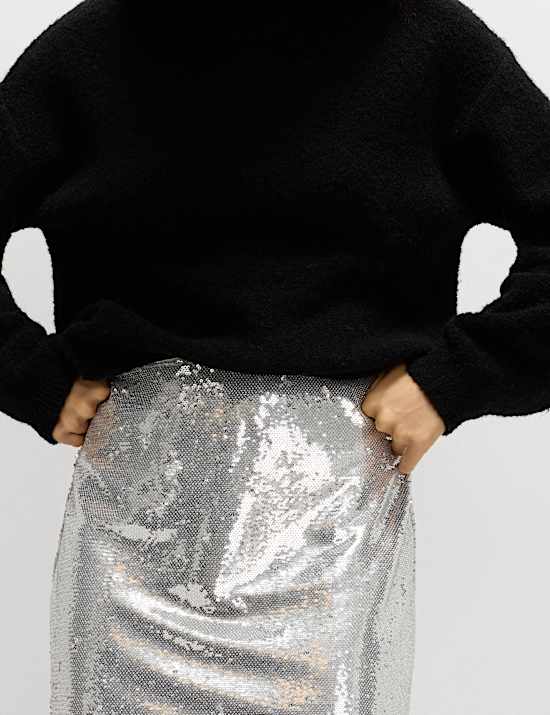 Sequin Mini A-Line Skirt