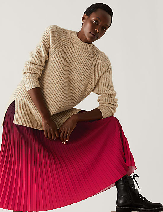 Ombre Pleated Midaxi Skirt