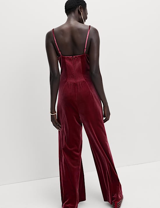 Velvet Square Neck Jumpsuit