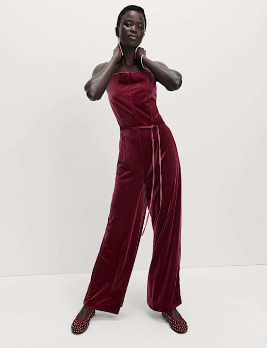 Velvet Square Neck Jumpsuit