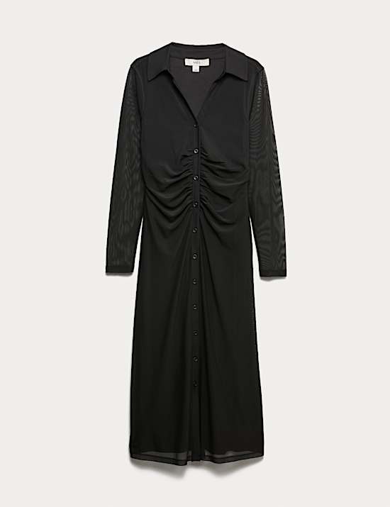 Mesh Jersey Midi Shirt Dress