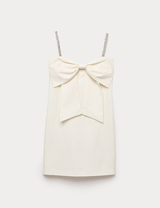 Mini-jurk versierd met strikdetail