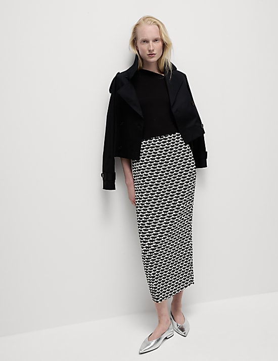 Rok Slip Midaxi Pliss&eacute; Motif Geometris