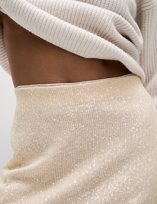 Sequin Midaxi Slip Skirt
